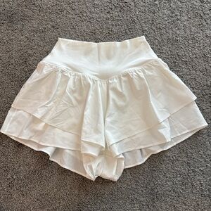 White Layered Women's Athletic Shorts